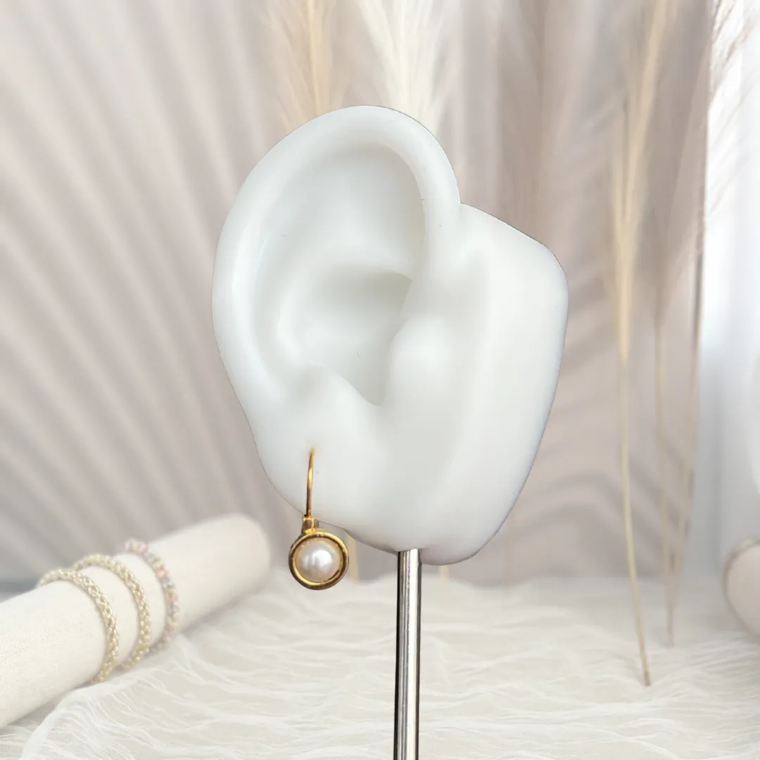 Aretes Perla Gancho Dorados — YNDRA